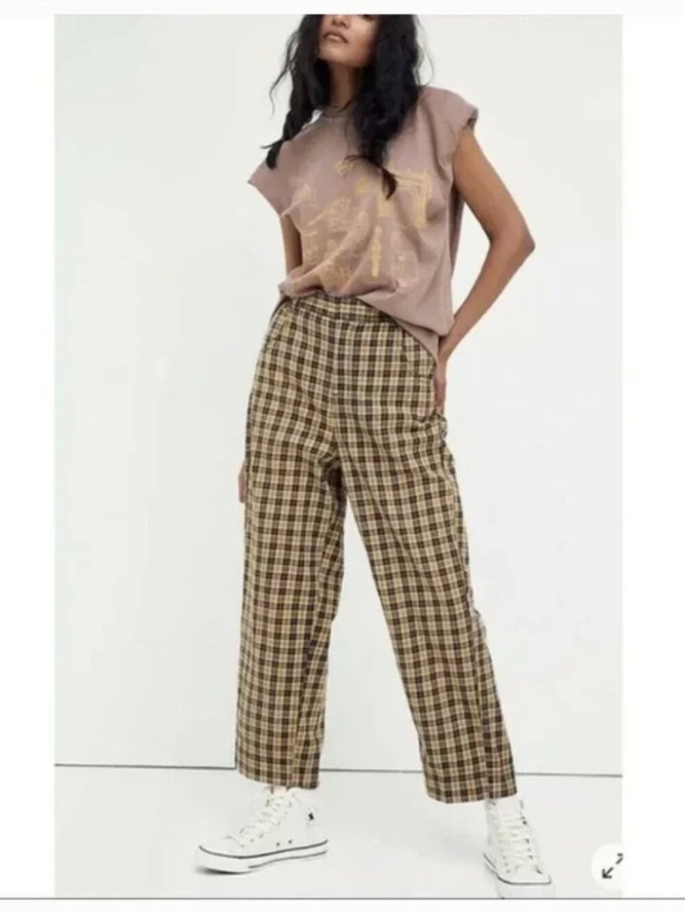 J. Crew Yellow, Black Plaid Trousers
